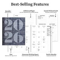 2026 Basket Weave Blue Medium Monthly Planner