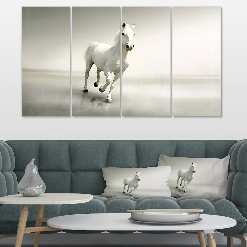 Designart - Beautiful White Horse Running
