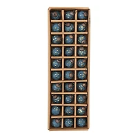 Hello Honey® Distressed Navy & Gold Round Glass Hobnail Ornaments Boxed Set