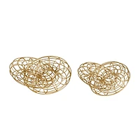 Set of 2 Gold Metal Contemporary Sculpture, 7" x 12" x 8"