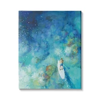 Stupell Industries Tropical Ocean Reef Paddle Board Male Surfer Blue Canvas Wall Art