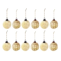 Hello Honey® 4" Embossed Glass Ball Ornament Set with Frosted Copper Finish