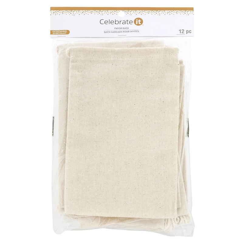 12 Packs: 12 ct. (144 totall) Cream Favor Muslin Bags by Celebrate It™