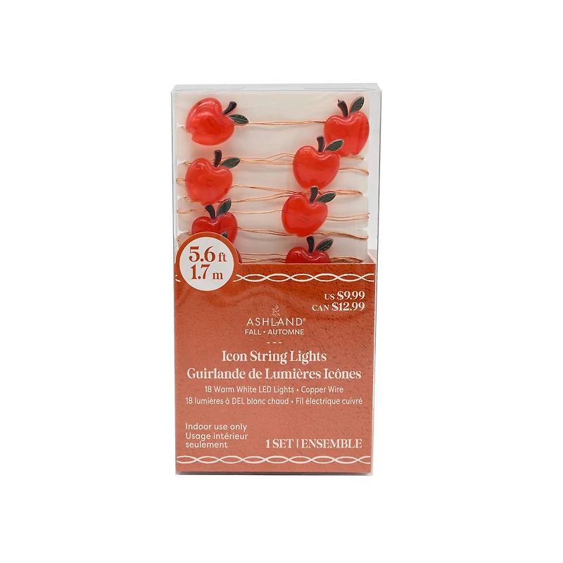 18ct. Warm White LED Apple Icon String Lights by Ashland®