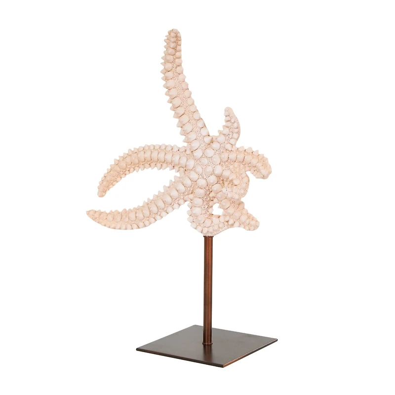12" Pink Starfish Sculpture with Copper Stand
