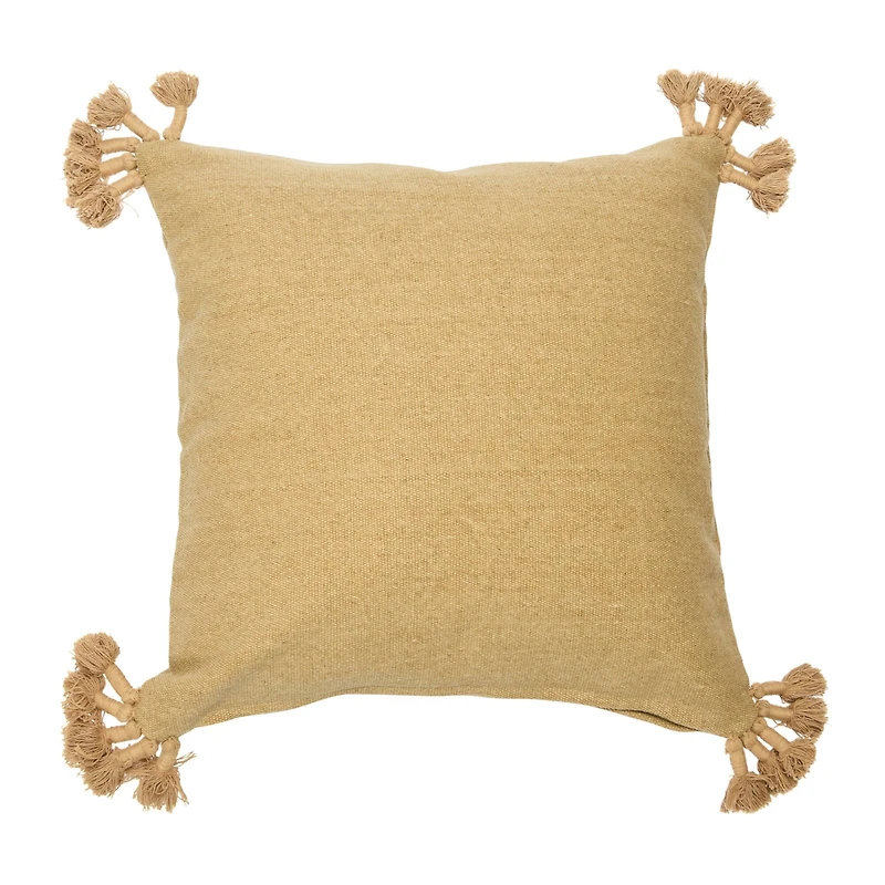 Hello Honey® Tan Square Canvas Pillow Cover with Tassels