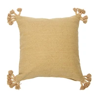 Hello Honey® Tan Square Canvas Pillow Cover with Tassels