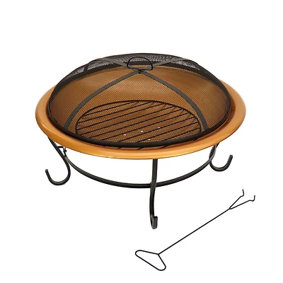 29" Copper Fire Pit with Stand & Screen