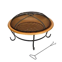 29" Copper Fire Pit with Stand & Screen