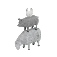 Grey Polystone Sculpture, Stacking Animals 12" x 9" x 4"