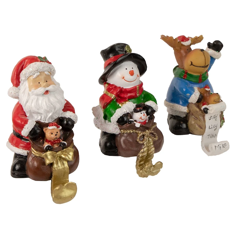 Santa  Snowman and Reindeer Christmas Stocking Holders - 5.25" - Set of 3