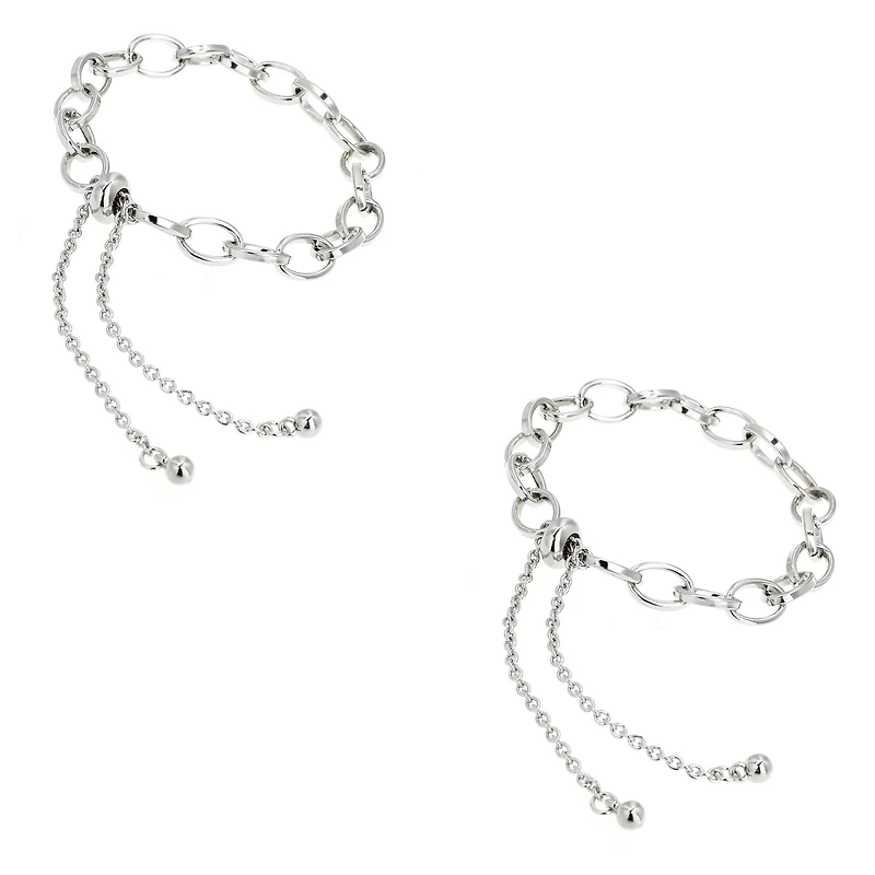 Rhodium Cable Slider Charm Bracelets, 2ct. by Bead Landing™