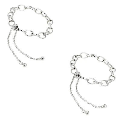 Rhodium Cable Slider Charm Bracelets, 2ct. by Bead Landing™