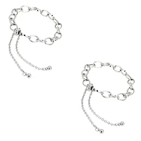 Rhodium Cable Slider Charm Bracelets, 2ct. by Bead Landing™
