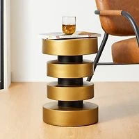 Glitzhome® 18" Antique Gold Floating Disks Side Table