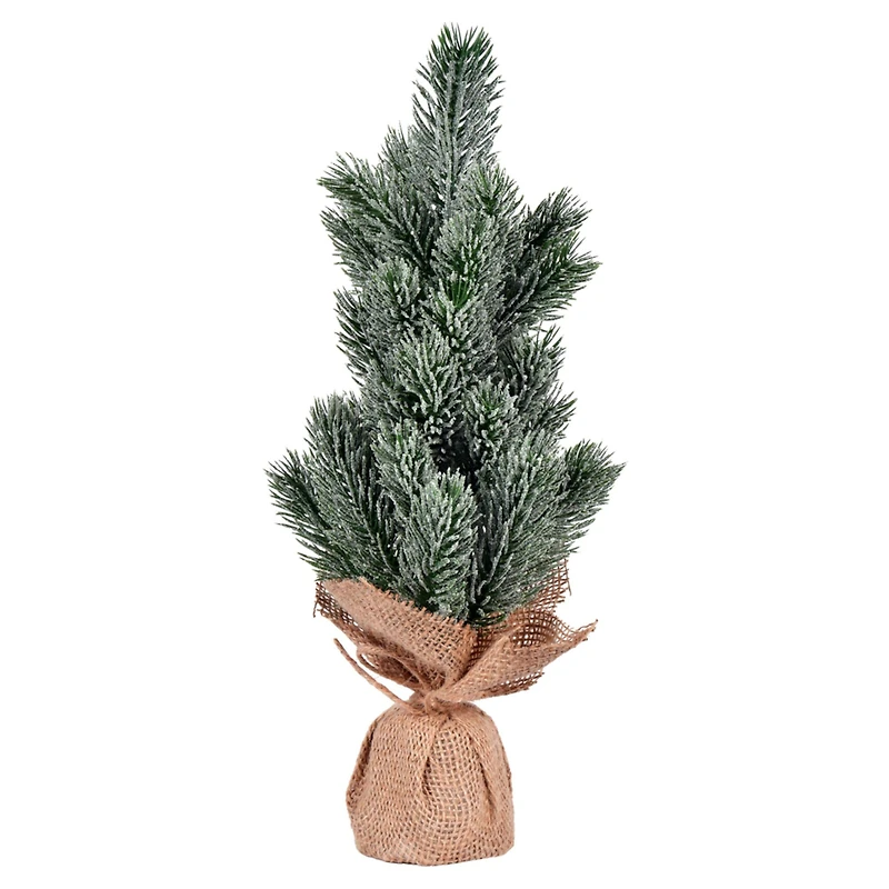 15" Unlit Frosted Spruce Sapling Artificial Christmas Tree Set
