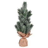 15" Unlit Frosted Spruce Sapling Artificial Christmas Tree Set