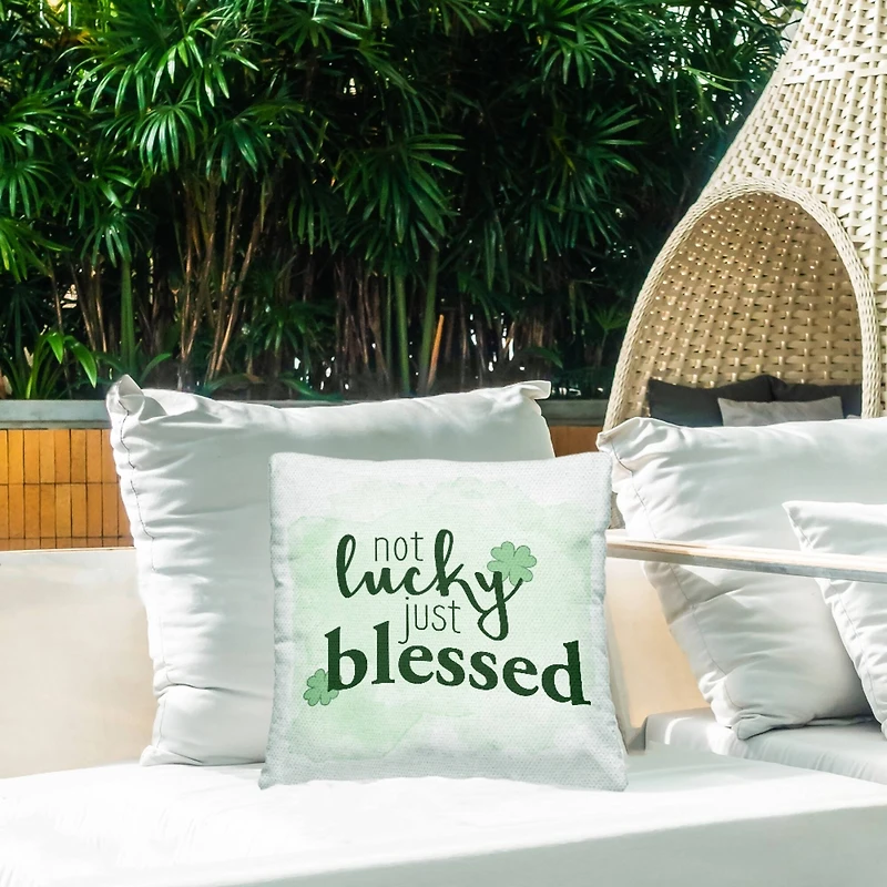 Stupell Industries Not Lucky Just Blessed Shamrock, Not Lucky Just Blessed Shamrock Outdoor Printed Pillow
