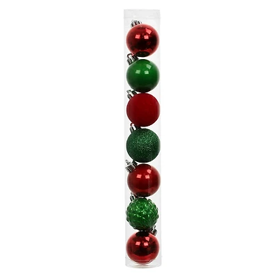 7 Pack 1.5" Red, Green & White Shatterproof Ball Ornaments by Ashland®