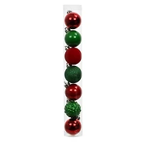 7 Pack 1.5" Red, Green & White Shatterproof Ball Ornaments by Ashland®