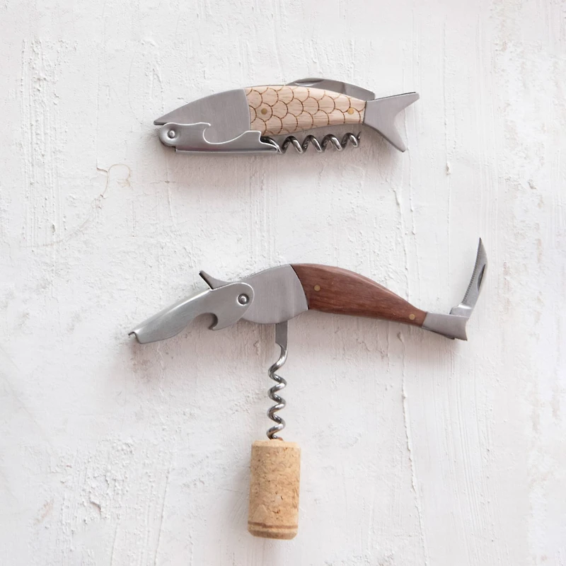 Hello Honey® 4.75" Natural Merbau Wood Fish Bottle Opener