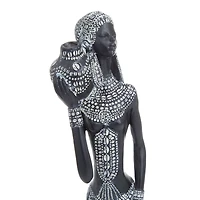 Set of 2 Black Polystone Eclectic Sculptures, 14" x 4" x 3"