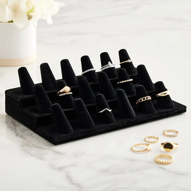 Black Velvet 3-Tier Ring Peg Display by Bead Landing™