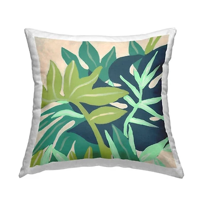 Stupell Industries Abstract Layered Botanical Leaf Plant Shapes Throw Pillow, 18" x 18"