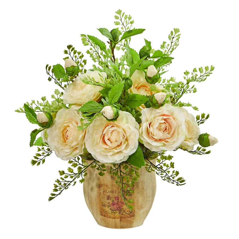 13" Camellia & Maiden Hair Artificial Arrangement