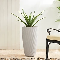 Glitzhome® 24" Sand Beige Faux Terrazzo Wave Textured Ceramic Planters, 2ct.