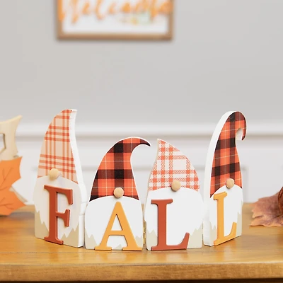 Plaid Gnomes Fall Harvest Wooden Sign - 10"