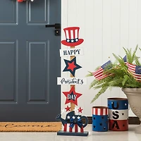 Glitzhome® 35.7" Patriotic Americana Wooden Top Hat Porch Sign