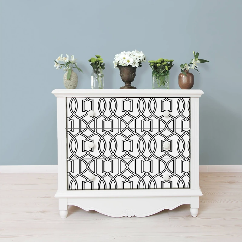 NuWallpaper Uptown Trellis Black & White Peel & Stick Wallpaper