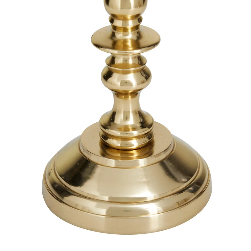 Gold Aluminum Traditional Candle Holder Set