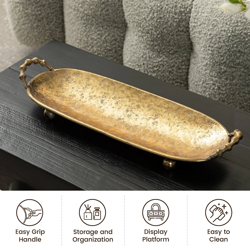 Glitzhome® Gold Oval Metal Decorative Trays Set