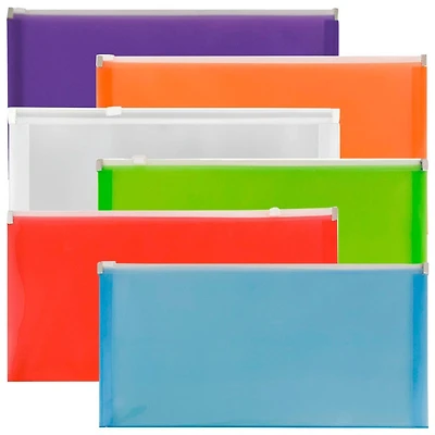 JAM Paper 4.13" x 9.5" Mixed Plastic Zip Closure Booklet Envelopes, 12ct.