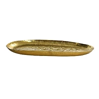 Hello Honey® 13" Antique Gold Finish Decorative Embossed Metal Tray