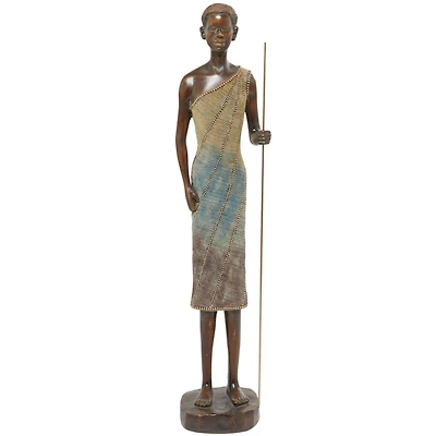 28" Multicolor Polystone Standing Woman with Intricate Details Sculpture