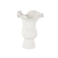 10.5" White Abstract Floral Ceramic Vase
