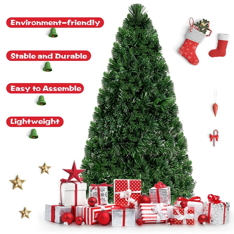 Costway 6ft. Fiber Optic Artificial Christmas Tree, LED Lights