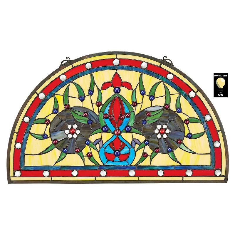 Design Toscano 27" Palladio Demi-Lune Stained Glass Window