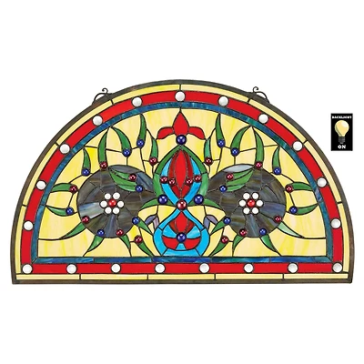 Design Toscano 27" Palladio Demi-Lune Stained Glass Window