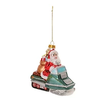 5" Glass Snowmobile Santa Ornaments, 6ct.
