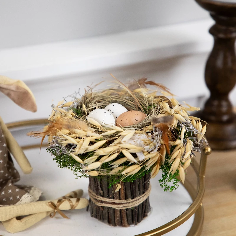 6.5" Bird's Nest with Eggs Easter Bundle Décor