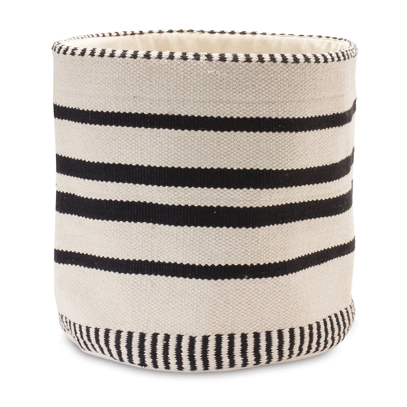 Black & White Striped Woven Cotton Basket Set