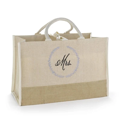 Hortense B. Hewitt Co. Rustic Wreath Mrs. Jute Tote Bag