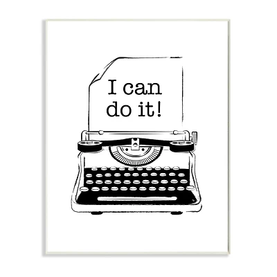 Stupell Industries Vintage Typewriter Inspirational Wooden Wall Plaque