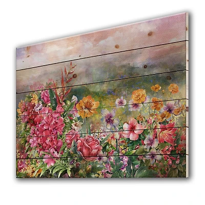 Designart - Multicolored Spring Flowers With Misty Background