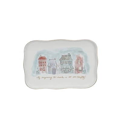 Hello Honey® 13" Village Christmas Scene Stoneware Platter