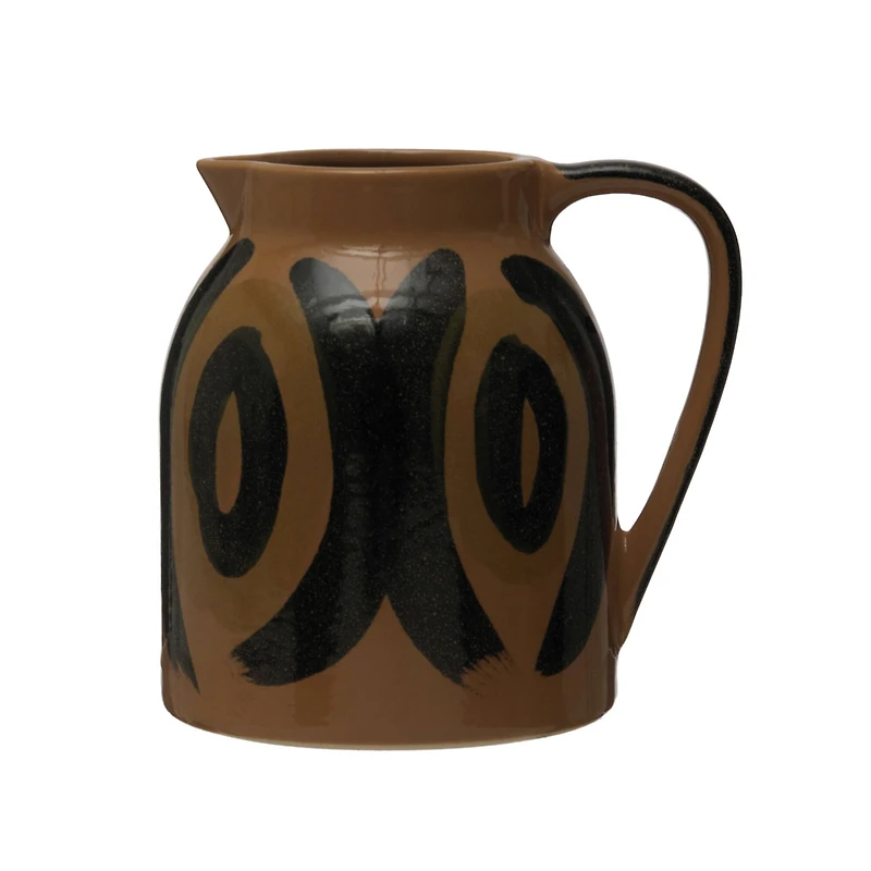 Hello Honey® 6" Brown & Black Decorative Hand Painted Stoneware Pitcher